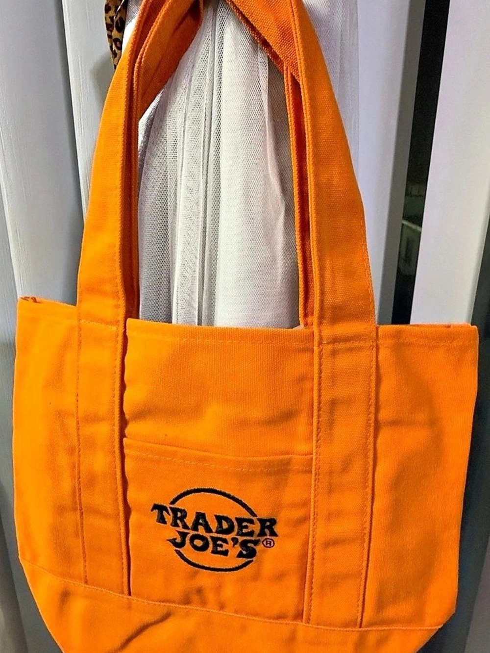 Trader Joe's Mini Canvas Tote Bag Orange NWT